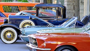 classic cars parked
